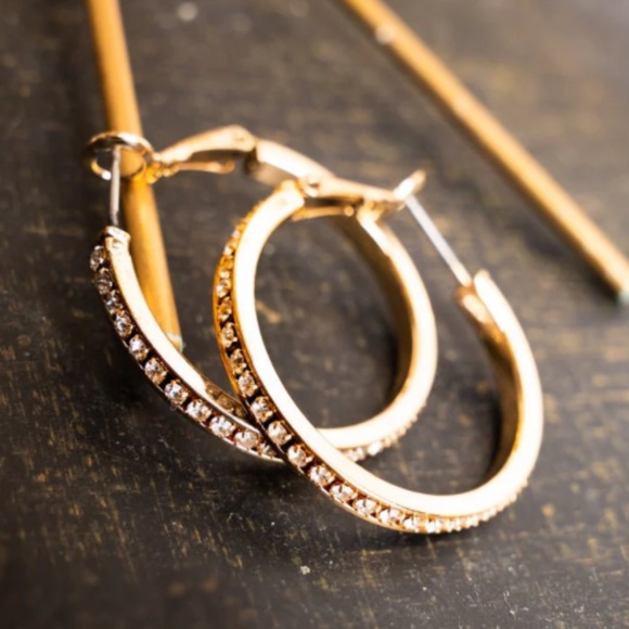 Crystal Avenue Amina Crystal Goldstone Hoop Earrings - Picture 1 of 1